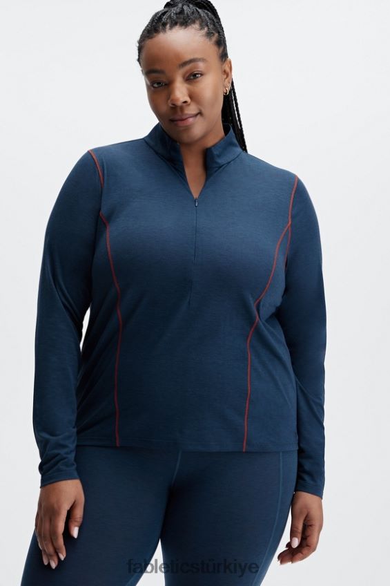 tr Fabletics kadınlar yün tabanlık uzun kollu yarım fermuarlı mavi nova funda 40R06B2634