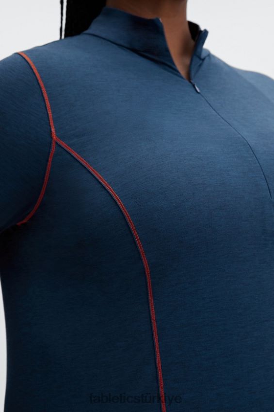 tr Fabletics kadınlar yün tabanlık uzun kollu yarım fermuarlı mavi nova funda 40R06B2634