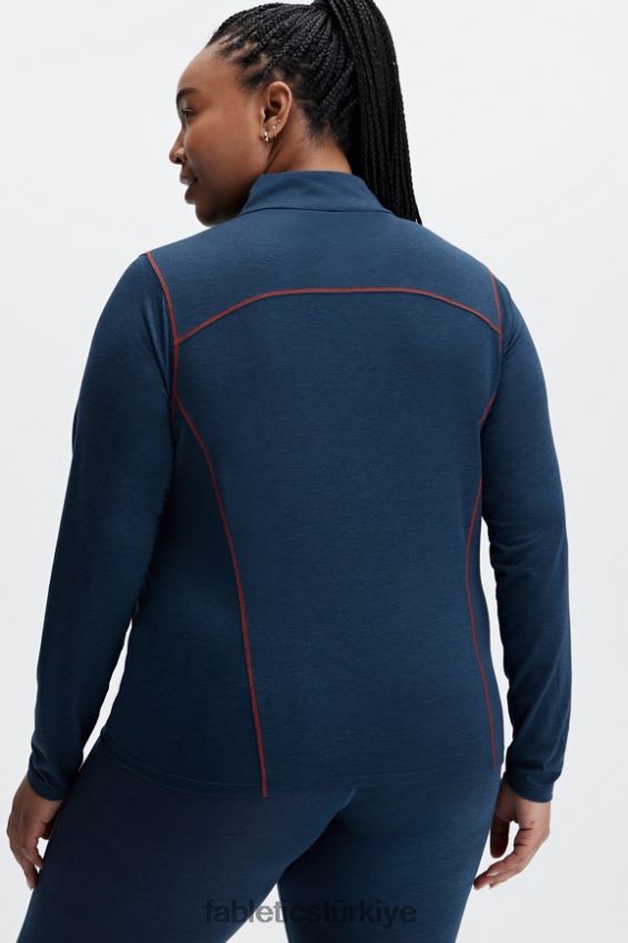 tr Fabletics kadınlar yün tabanlık uzun kollu yarım fermuarlı mavi nova funda 40R06B2634