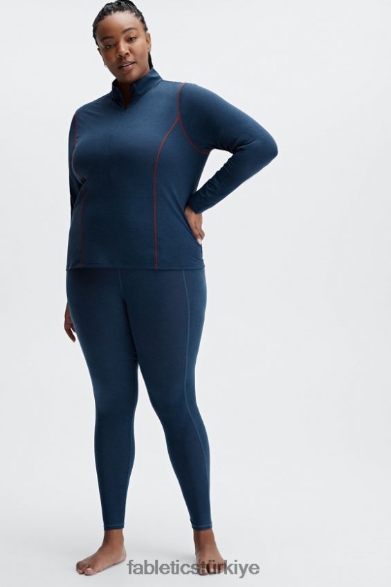 tr Fabletics kadınlar yün tabanlık uzun kollu yarım fermuarlı mavi nova funda 40R06B2634
