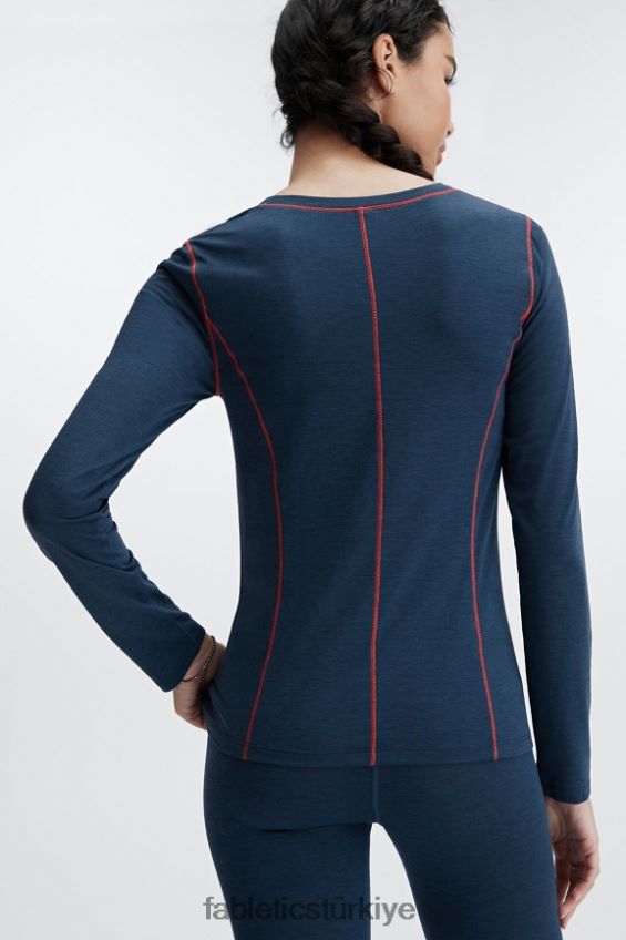tr Fabletics kadınlar yün tabanlı uzun kollu top mavi nova funda 40R06B2631