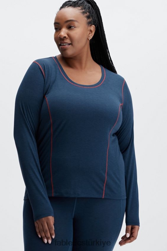 tr Fabletics kadınlar yün tabanlı uzun kollu top mavi nova funda 40R06B2632