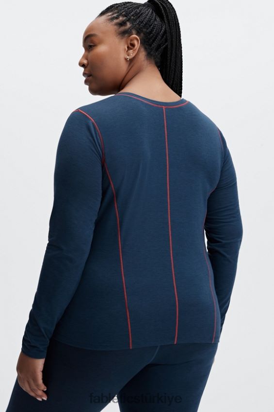 tr Fabletics kadınlar yün tabanlı uzun kollu top mavi nova funda 40R06B2632